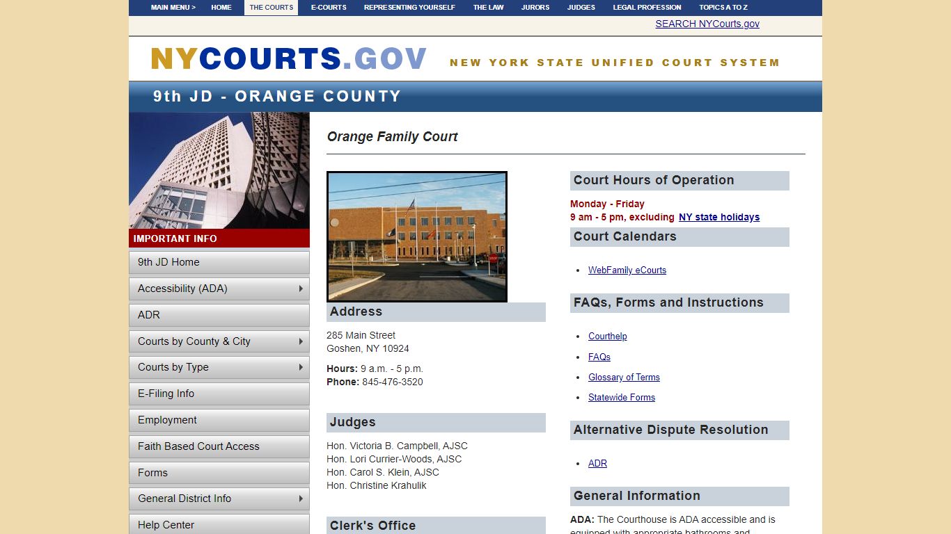 Orange Family Court | NYCOURTS.GOV - Judiciary of New York